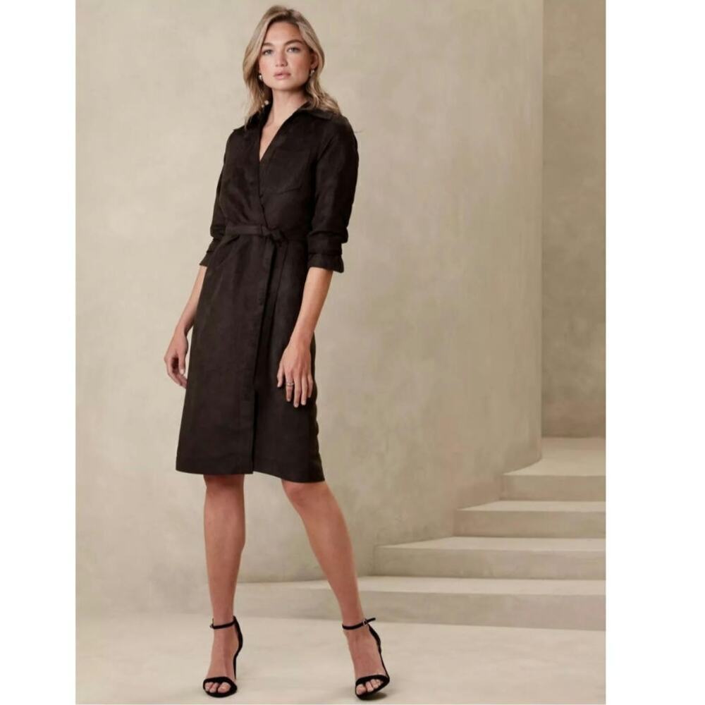 NWT Banana Republic Vegan Suede Knee Length Dress Size 6 - Picture 2 of 10